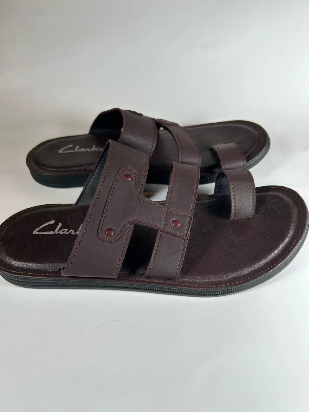 Brown Three-Strap Slide Sandals Size EU 40 (US Men's 7.5)